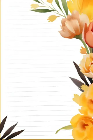 康乃馨黄色纸张笔唯美背景