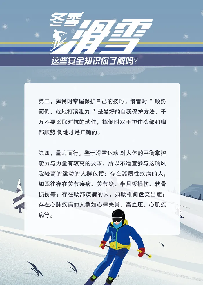 冬季滑雪的安全知识海报psd模版下载