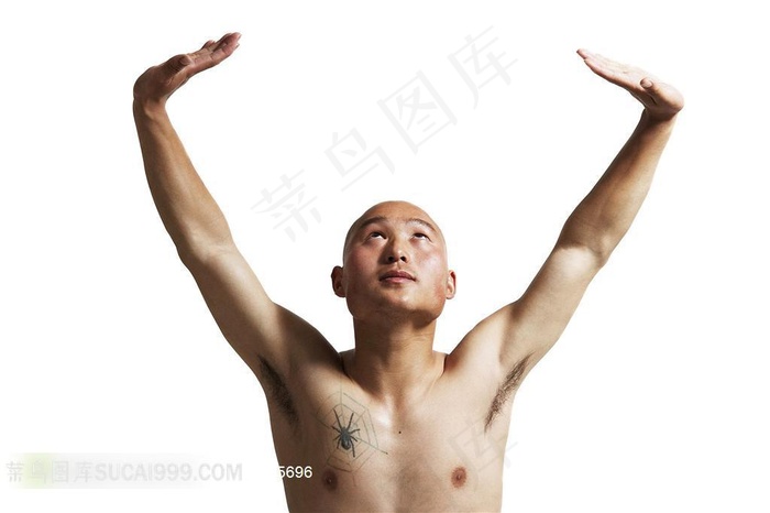 双手上举的和尚素材