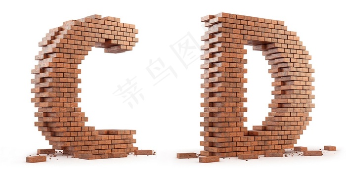 创意砖墙CD字母设计高清图片