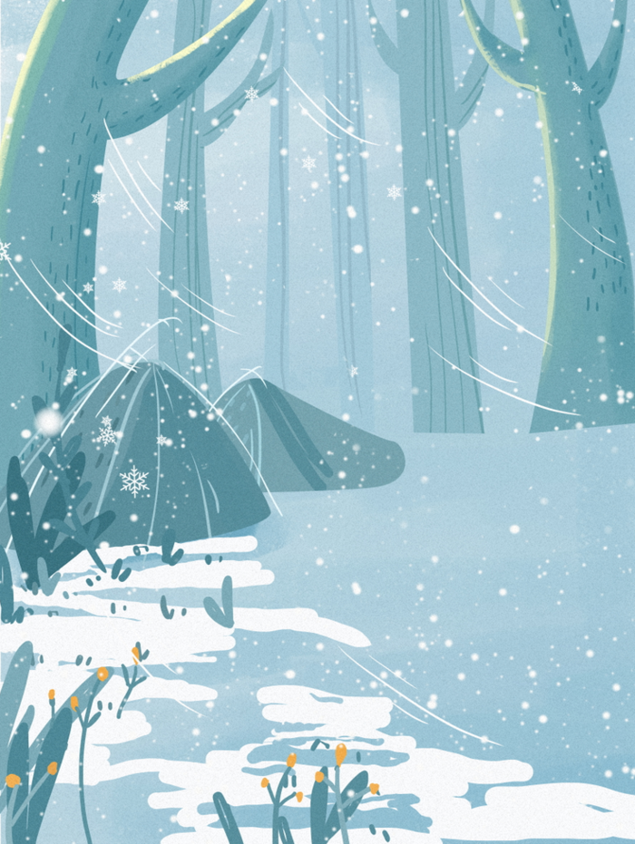唯美小清新雪花冬天背景素材