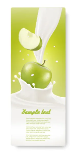 青苹果水果牛奶不干胶标签瓶贴纸