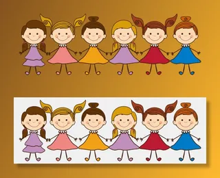 手拉手 卡通 同学