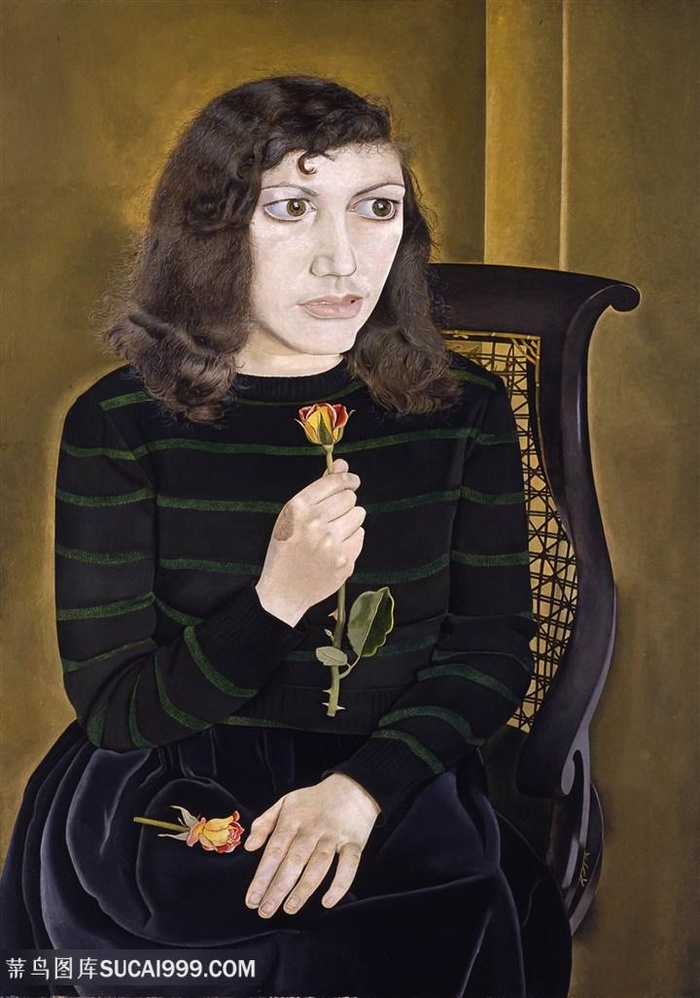 弗洛伊德手绘黑衣女性装饰画