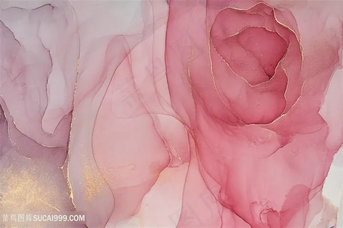 玫瑰金粉水彩晕染画芯背景图片