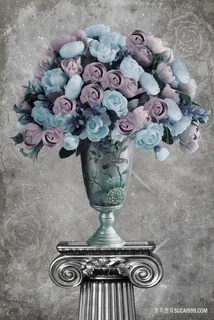 唯美水彩花卉花瓶装饰画