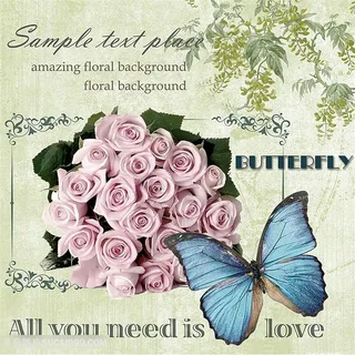 欧式蝴蝶花朵装饰画