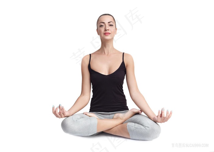 超清白底瑜伽美女图片