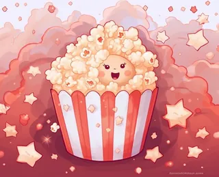 爆米花粉色浪漫卡通插画背景