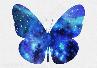 动物剪影炫彩蝴蝶