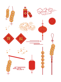 红色烟花爆竹免扣素材