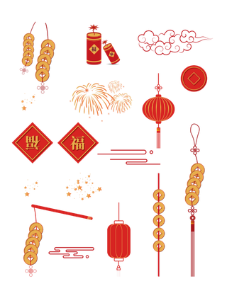 红色烟花爆竹免扣素材