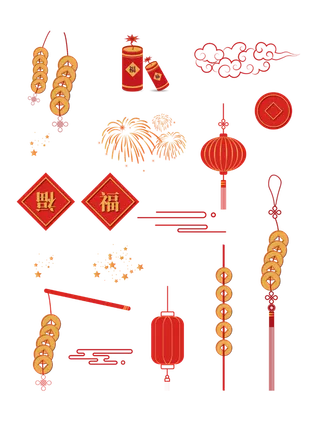 红色烟花爆竹免扣素材