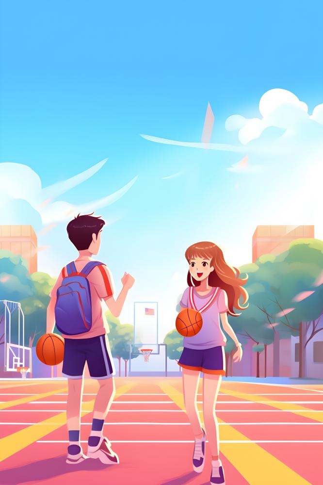 学校操场学生蓝天背景(2400x3600)