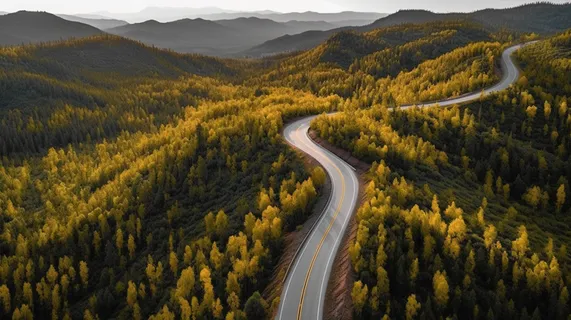 森林里一条蜿蜒的公路航拍摄影图 森林里一条蜿蜒的公路航拍摄影图