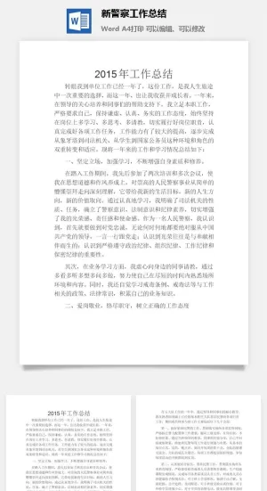 新警察工作总结word模板