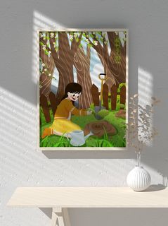 绿色创意公益植树节卡通312保护环境宣传插画