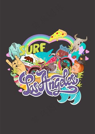 涂鸦艺术英文 手指动物机车 披萨西装