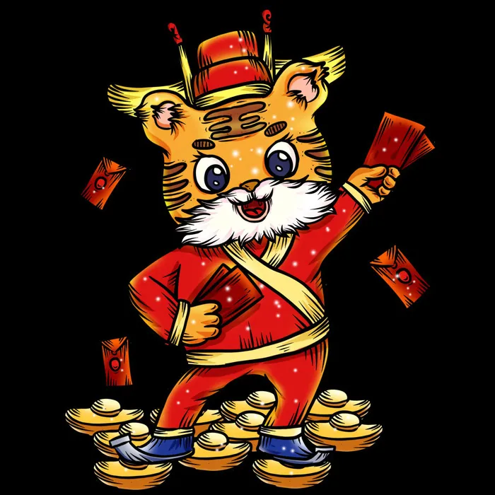 可爱2022年虎年吉祥物卡通形象新年海报元素AI矢量图PSD分层设计素材(3000x3000)psd模版下载