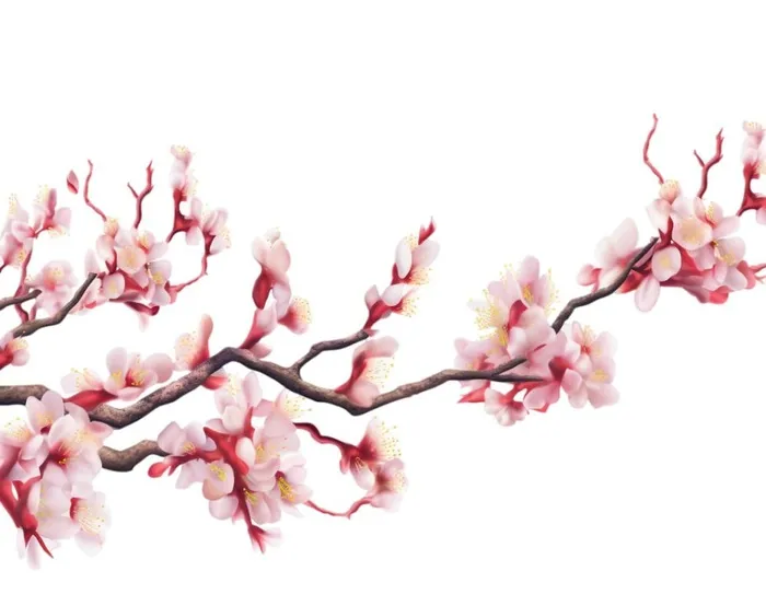 唯美粉白色鲜花树枝元素(1232x976)