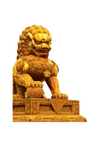 雕塑金色 独角兽 素材