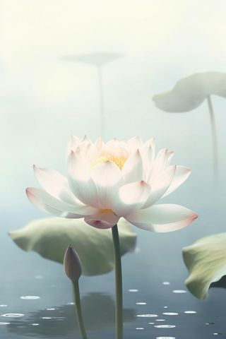 简约雾面荷花池塘背景