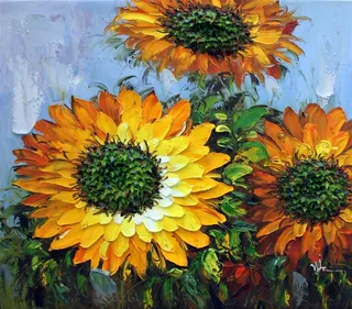 向日葵静物经典油画摄影素材