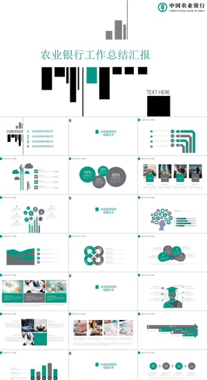 中国农业银行工作汇报总结PPT模板ppt模版预览图