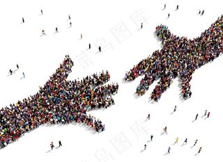 很多人组成手的形状