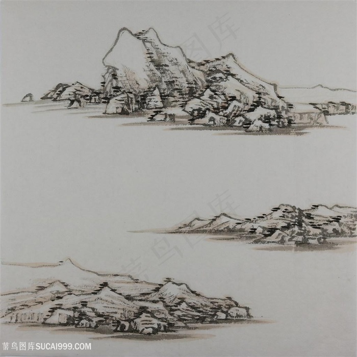 王军河工笔山水青绿山水传统山水皴法国画界画鬼脸皴袁江袁耀折带皴