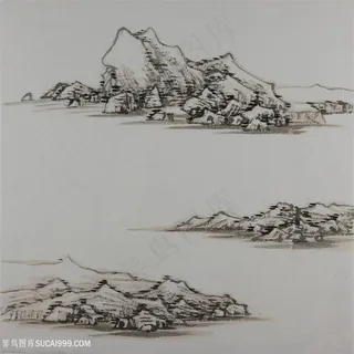 王军河工笔山水青绿山水传统山水皴法国画界画鬼脸皴袁江袁耀折带皴