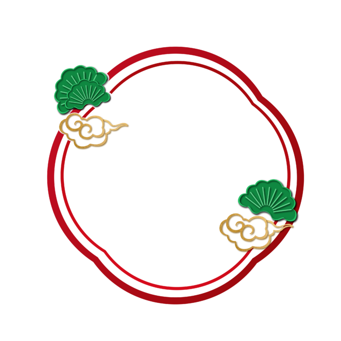 中国风中式传统祥云图案国潮古风边框云纹装饰元素PNG免抠素材图