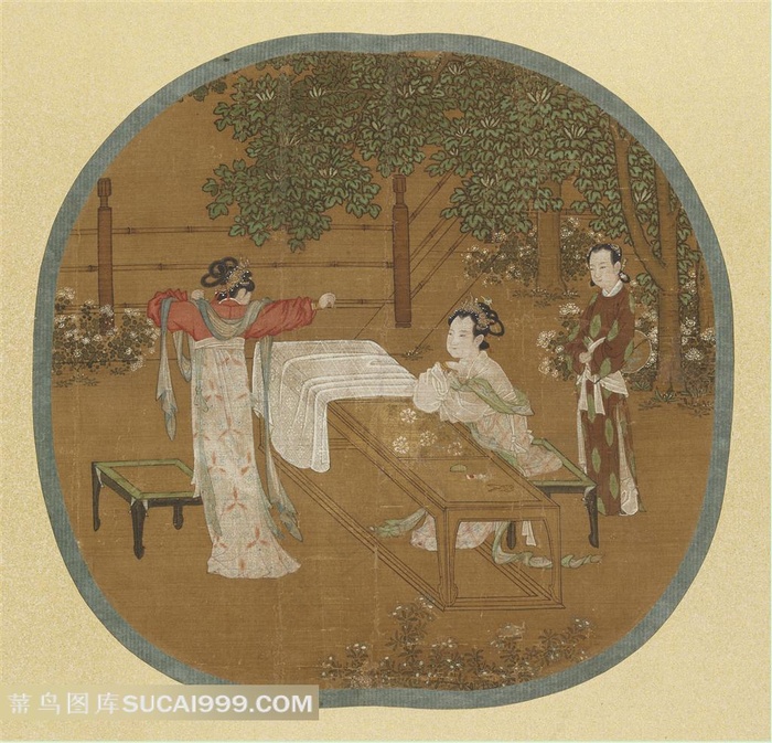 南宋 传刘松年 宫女图24.4×25