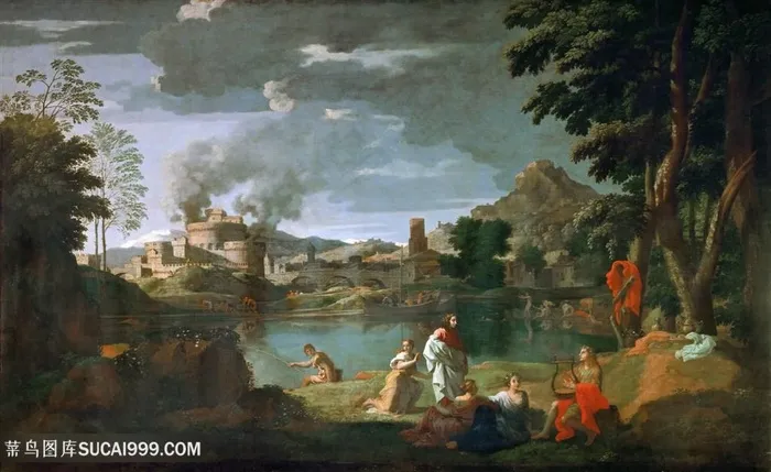 尼古拉斯 · 普辛，奥菲斯和尤里迪西风景画