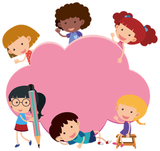 学习乐园   粉色 学生  素材元素 插画