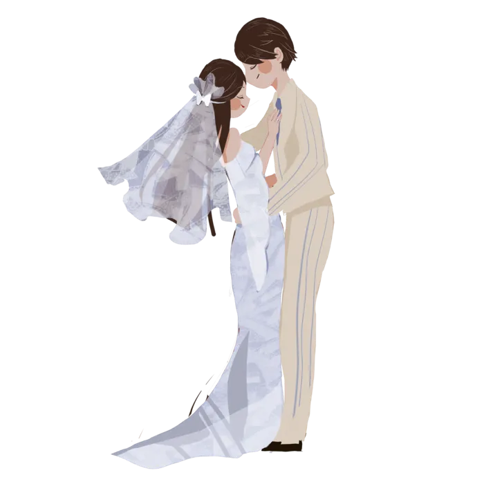 婚纱卡通人物婚礼白纱结婚婚纱摄影手绘