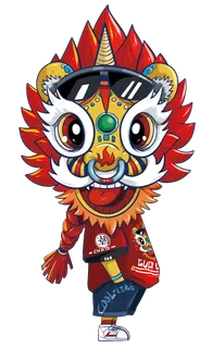 国潮醒狮中国风AI矢量卫衣T恤烫画印花手机壳图案PNG高清免抠素材