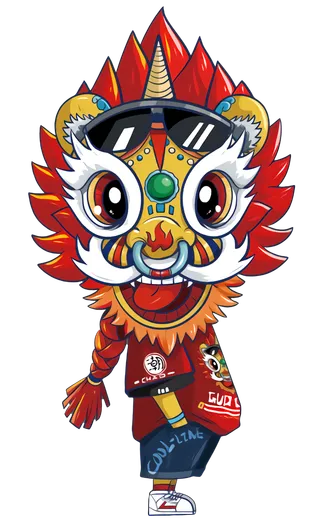 国潮醒狮中国风AI矢量卫衣T恤烫画印花手机壳图案PNG高清免抠素材