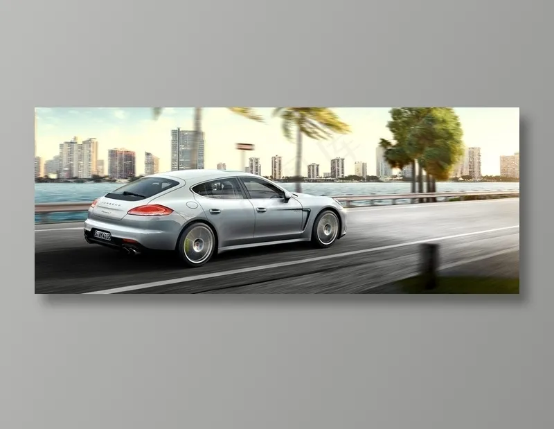 保时捷银色跑车摄影图