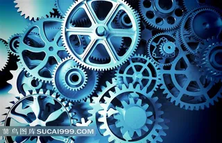 蓝色绚丽齿轮工业科技图