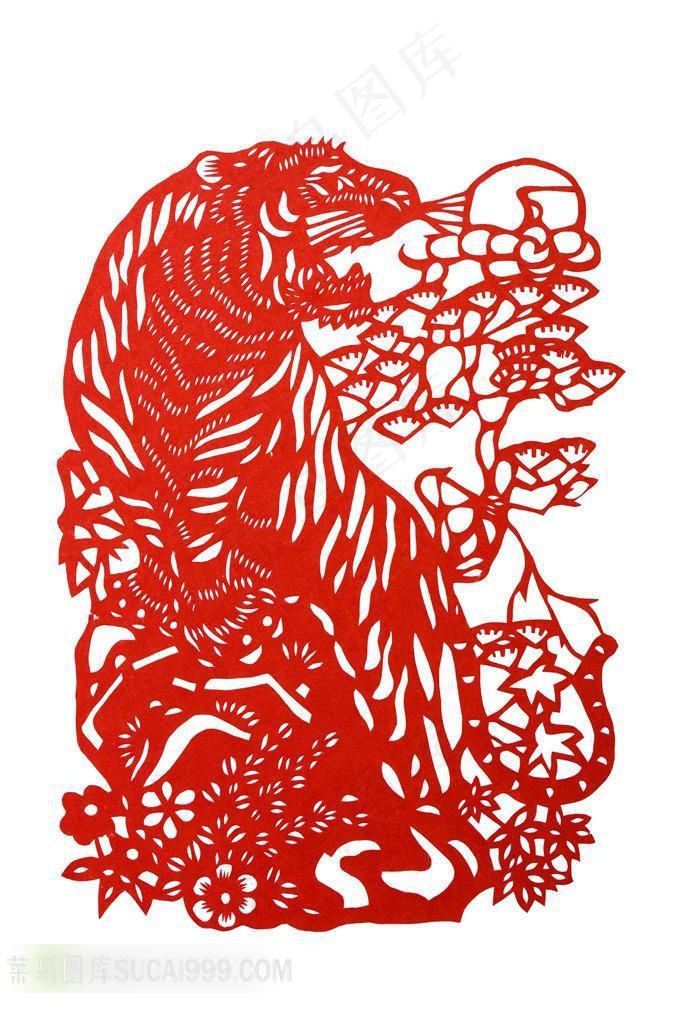 高清剪纸虎设计素材