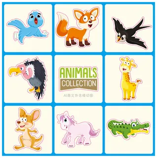 卡通动物不干胶标签贴纸