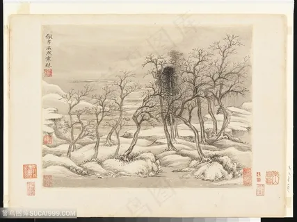 清代画家王翚仿古山水册仿李成寒林图国画图片 清代画家王翚仿古山水册仿李成寒林图国画图片