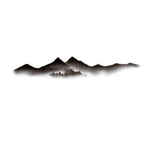 远处的山峰水墨风格png免抠