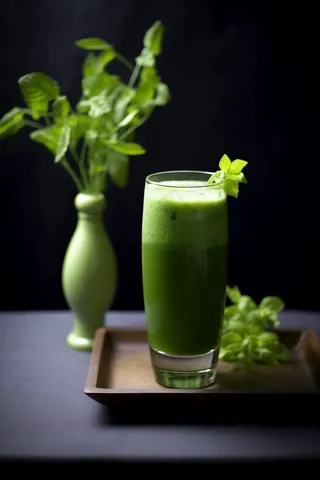 抹茶饮料薄荷摄影图