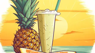 夏日菠萝冰饮料黄色卡通插画素材