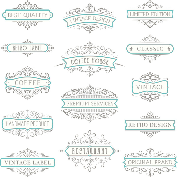 欧式复古线条边框花纹AI矢量LOGO角框花边分割线设计PSD卡片素材