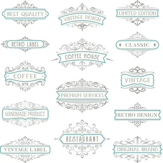 欧式复古线条边框花纹AI矢量LOGO角框花边分割线设计PSD卡片素材