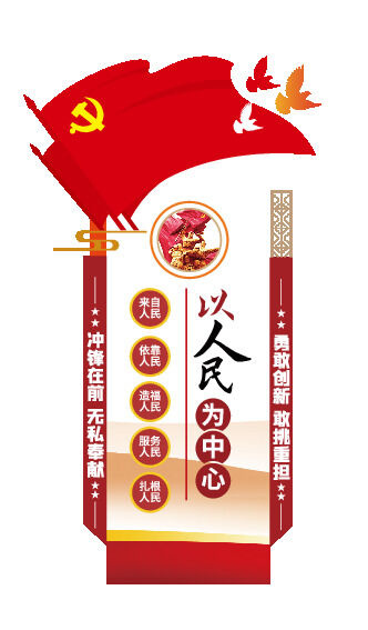 竖版党员示范岗党建文化墙