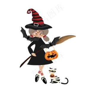 卡通万圣节手绘人物可爱小女孩
